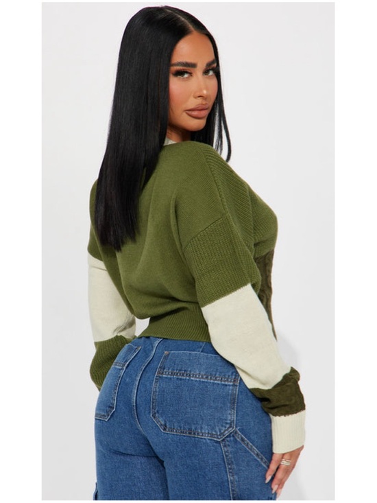 Fashion Nova Cropped Color Block Button Cardigan - Picture 4 of 16
